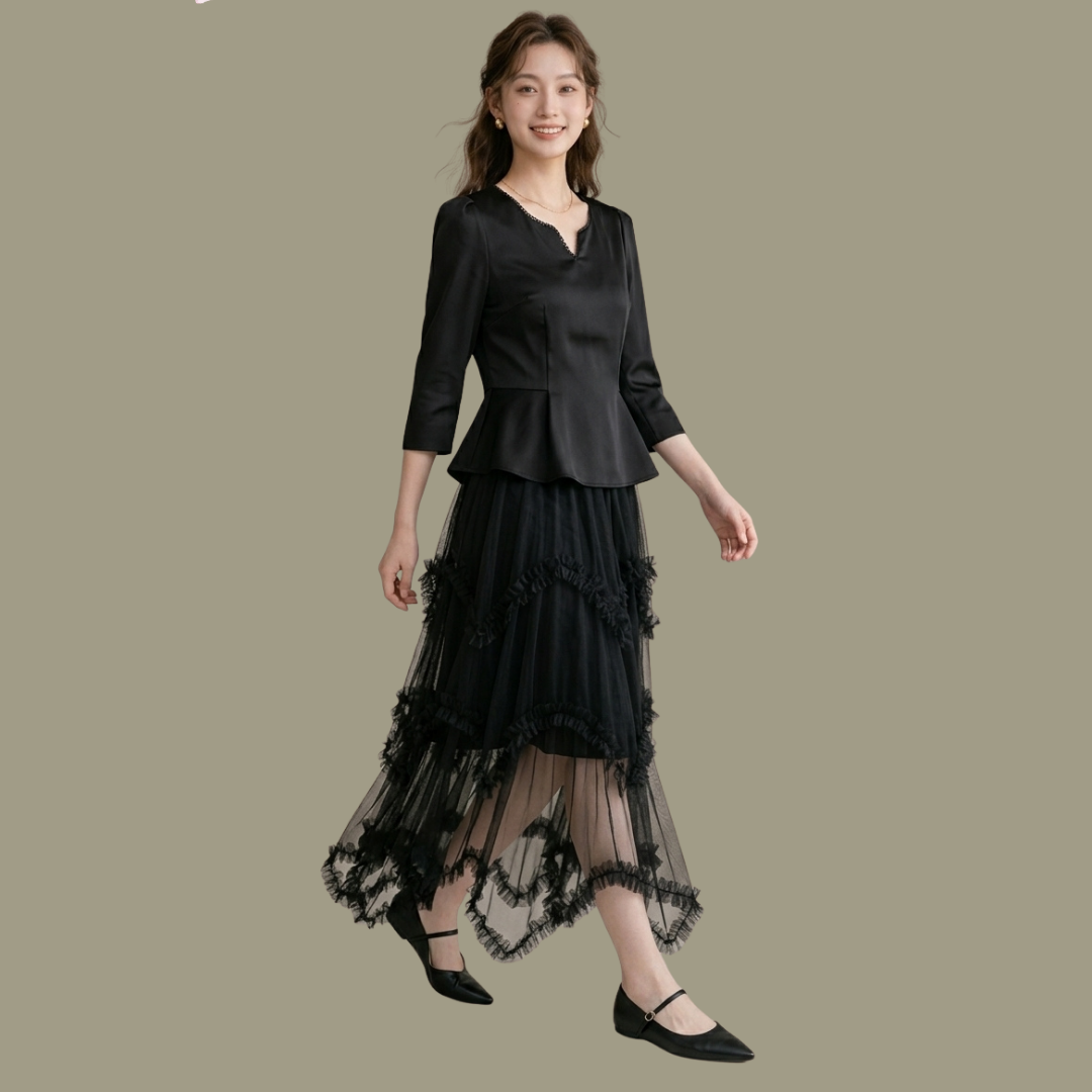 Aqueen Flock Dot Tulle5