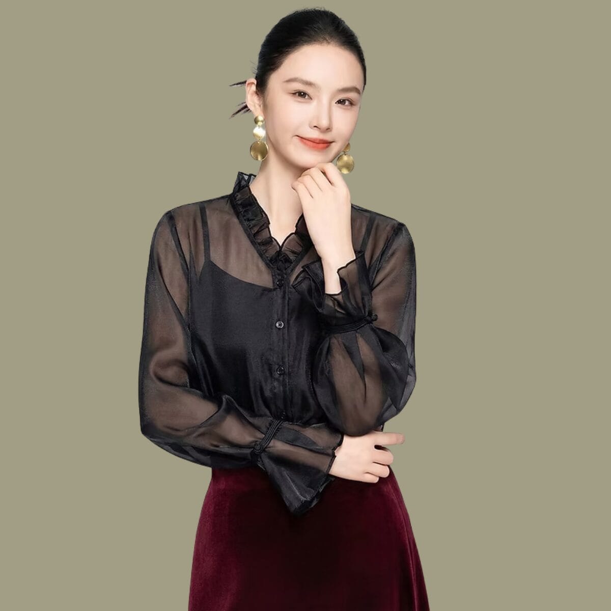 Noralis Vneck Sheer Symphony black