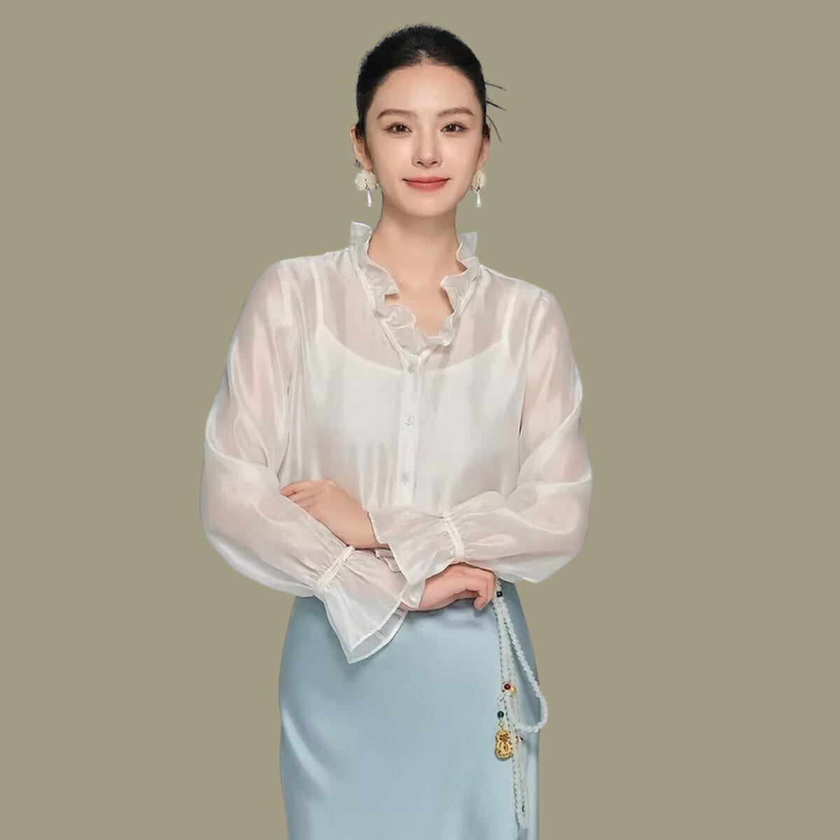 Noralis Vneck Sheer Symphony white